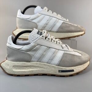 Adidas Retropy E5 Mens 8.5 8 1/2 Running Shoe White Gray Gum Suede Train Sneaker